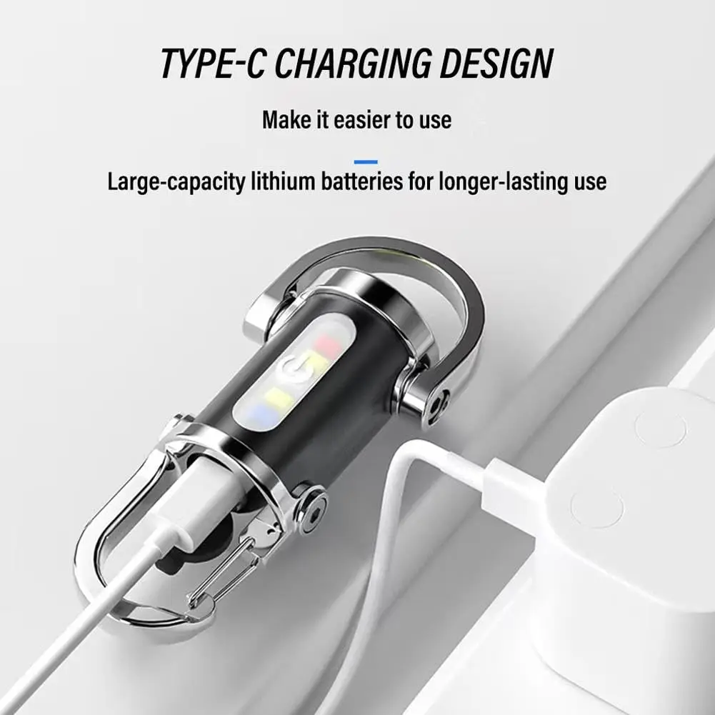 1200LM Super Bright Mini Chaveiro Lanterna Ultra-brilhante LED Chaveiro Portátil LED Luz de Trabalho com Power Bank 3 Modos