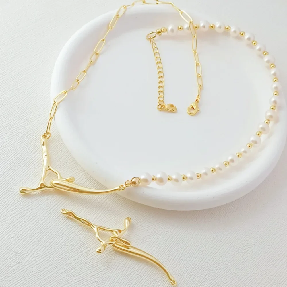 

18K Gold-plated Branch Irregular Hook Double Hanging Connection Buckle Handmade DIY Bracelet Necklace Buckle Accessory