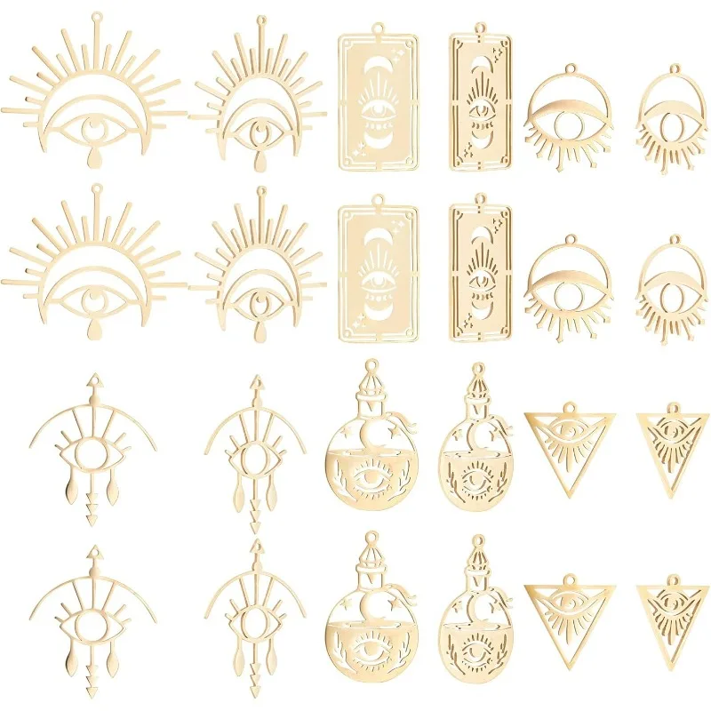 

Stainless Steel Egyptian Eye Pendants Multiple Styles Symbol Earring Charms Laser Cut Hollow Charms Good Lucky Pendant