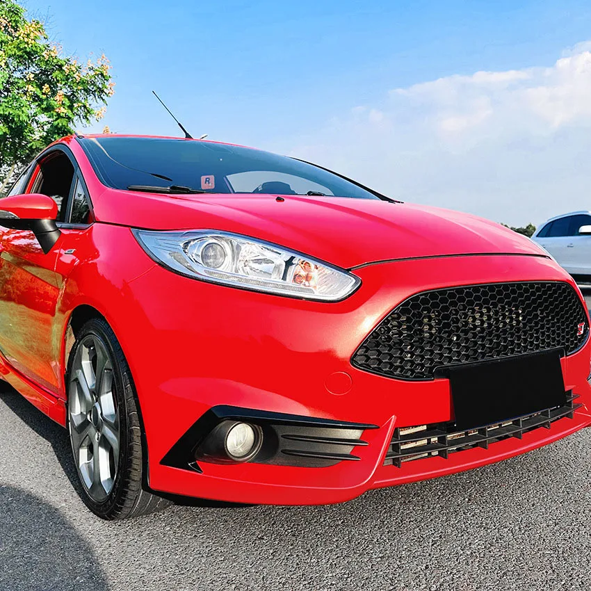 For Ford Fiesta ST MK6 2012-2017 Front Bumper Spoiler Fog Lamp Cover Air Knife Splitter Body Kit Carbon Fiber look/ Glossy black view 6