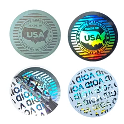 Anti-fake Hologram Laser Holographic Sticker warranty seal Label GUARANTEED MADE IN USA Security sticker for package 20mm