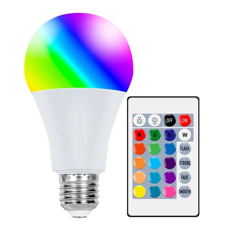 ABSE-RGB LED Light Bulb E27 25W 16 Color Smart Bulb Lamp Dimmer With Remote Control For Room Garden Garden Party Warm White