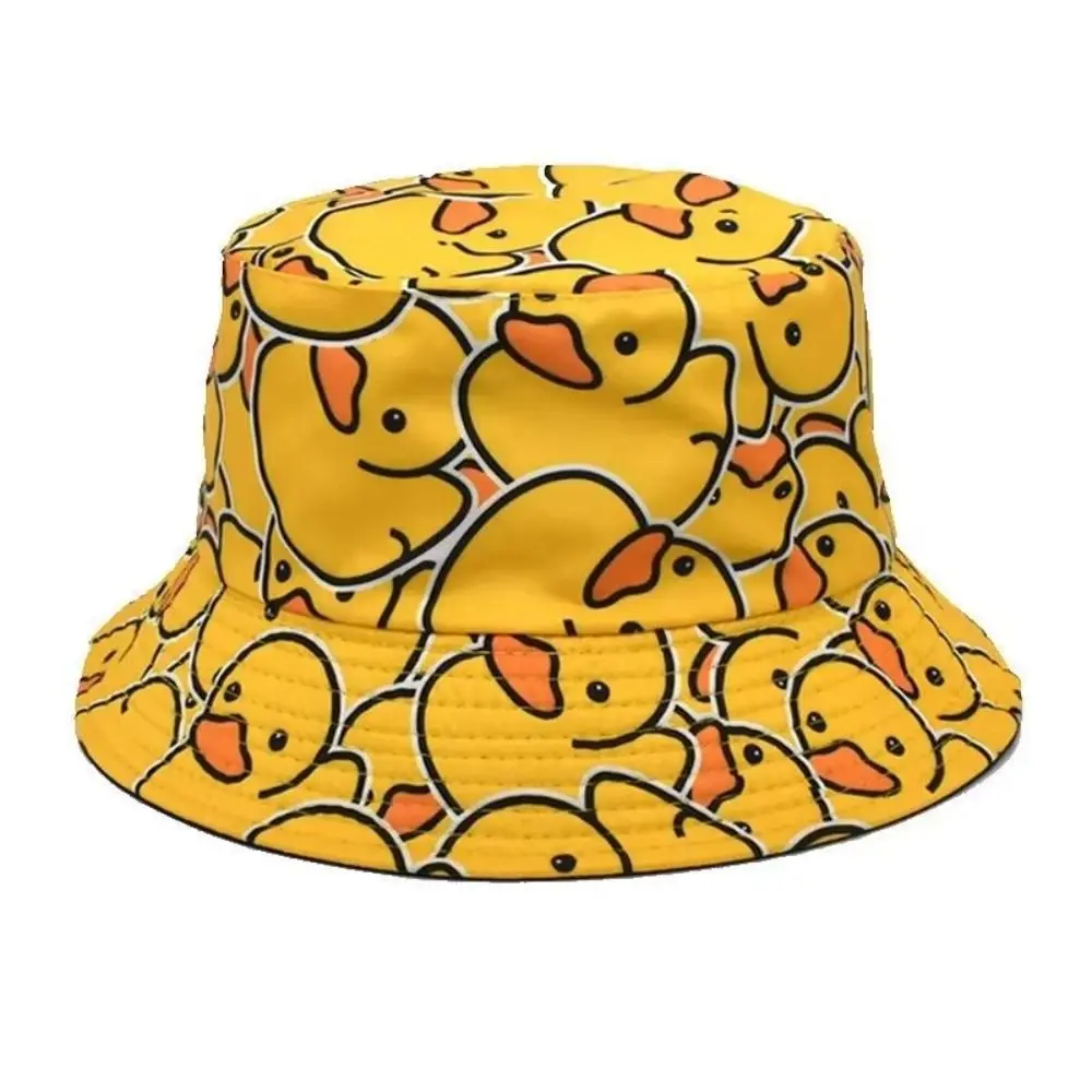 

Double Sided Yellow Duck Fisherman's Hat Yellow Duck Pattern Versatile Style Outdoor Casual Hat UV Protection Trendy Design