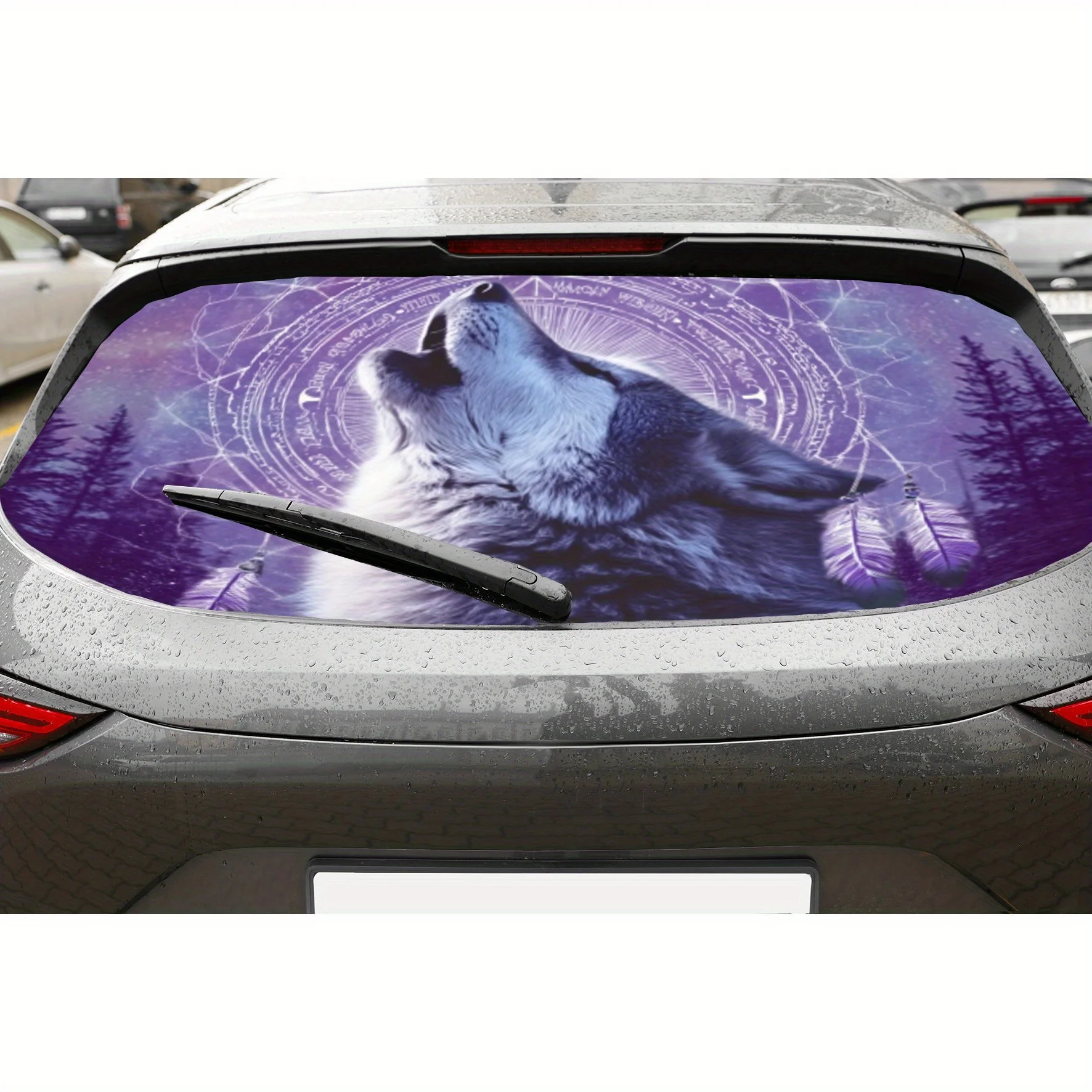 

Roaring wolf PVC material self-adhesive waterproof car rear window sticker, easy to paste without falling off, waterproof and li
