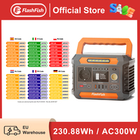 FF Flashfish Solar Generator 230V 300W Portable Power Station 230.88WH Battery 62400mAh Lithium Batteries LED for Solar Panel