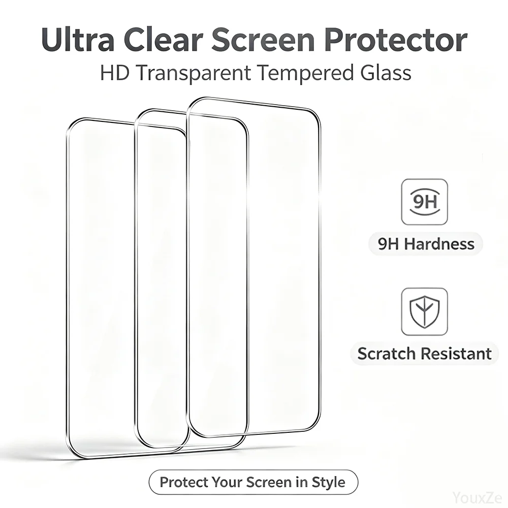 3 stuks gehard glas voor iPhone 18 17 16 15 14 13 12 11 Pro Max Plus XR met oleofobe coating, scherm beschermer, beschermende glasfolie