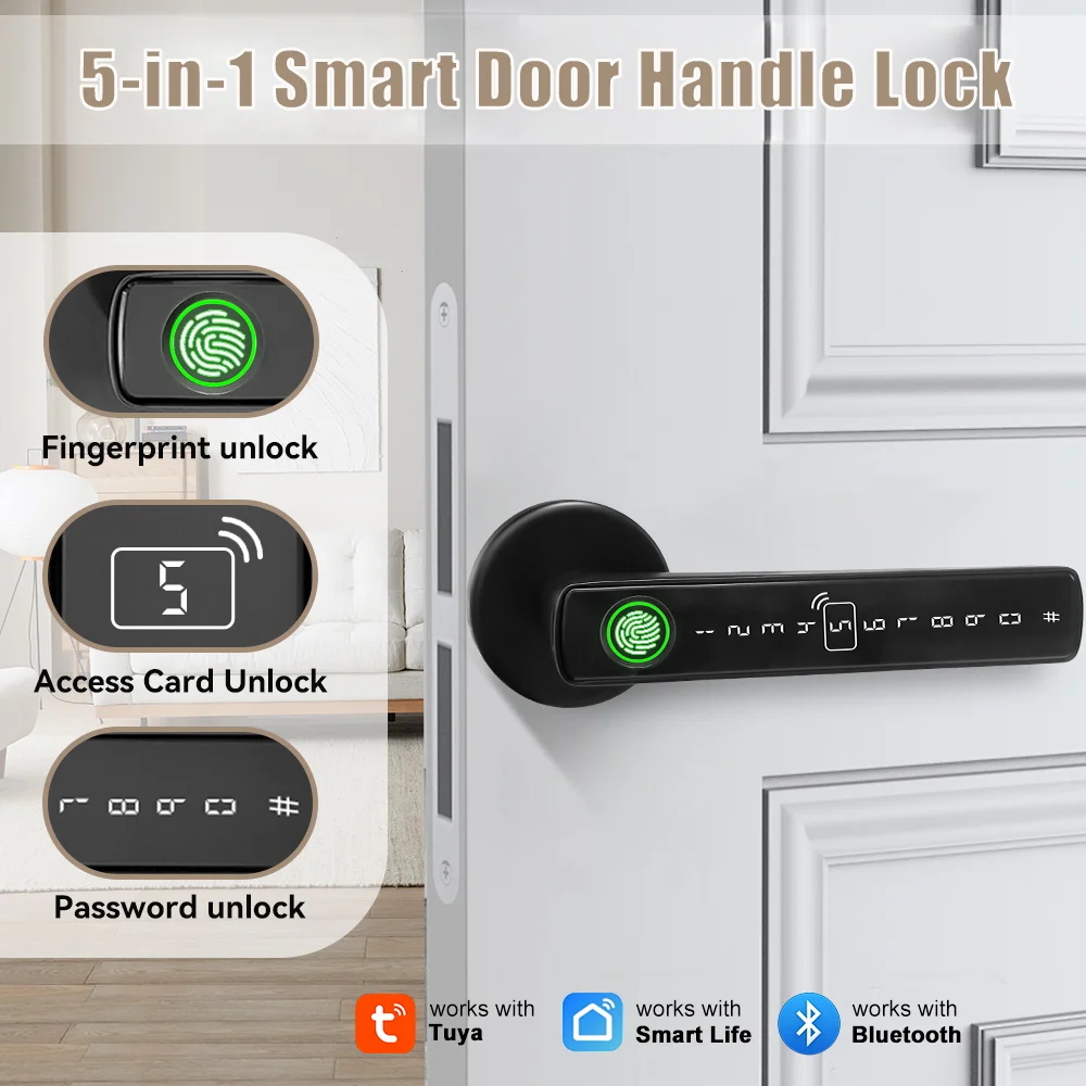 Tuya Smart Door Lock Fingerprint Recognition Lock Smart Life Control Home Accessories Smart Home Automation Security Protection