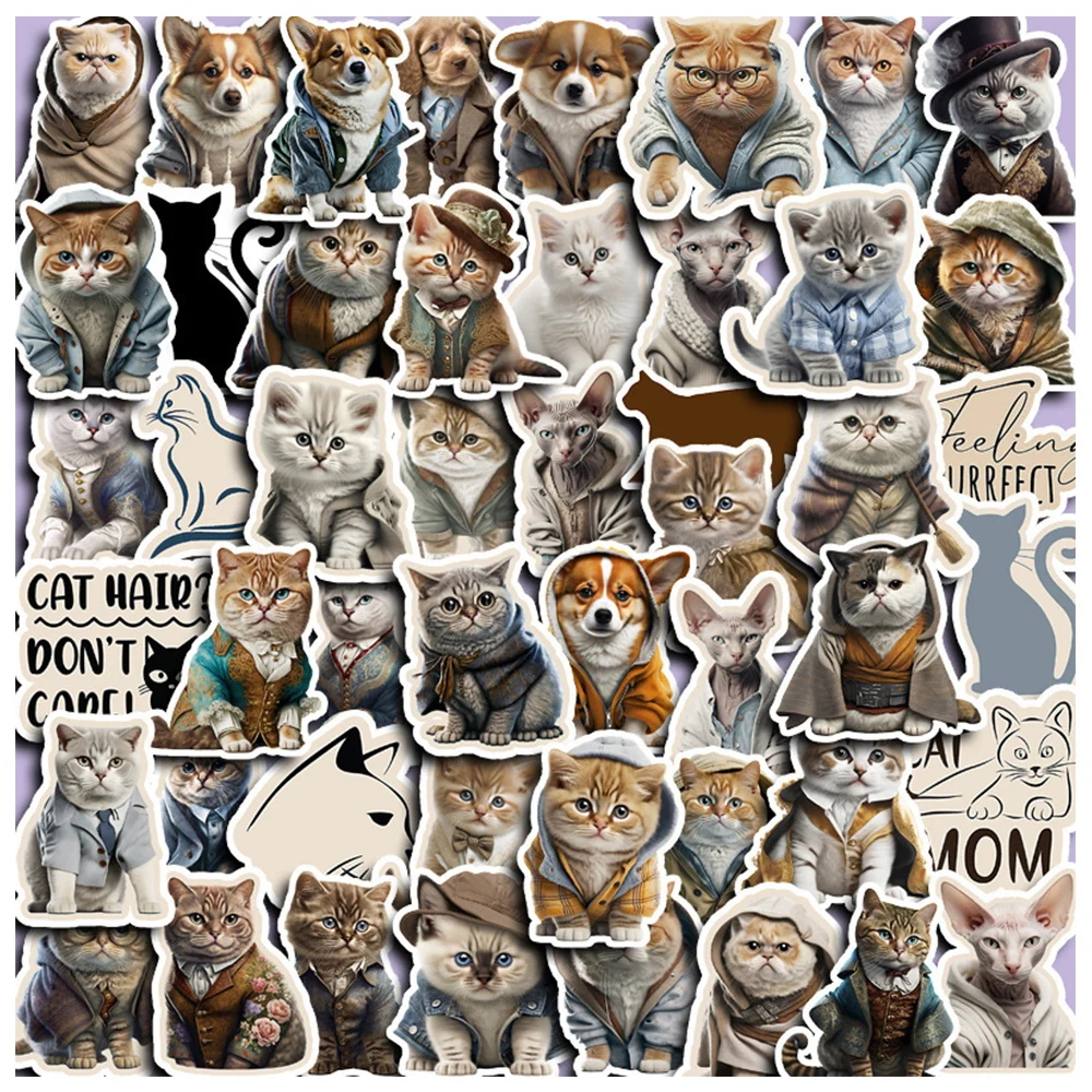 10/30/50pcs Cartoon Gentlemen Cat Animal Stickers per Laptop Diary Bike bagaglio Phone Cute Anime Graffiti Decal Sticker Toy Gift