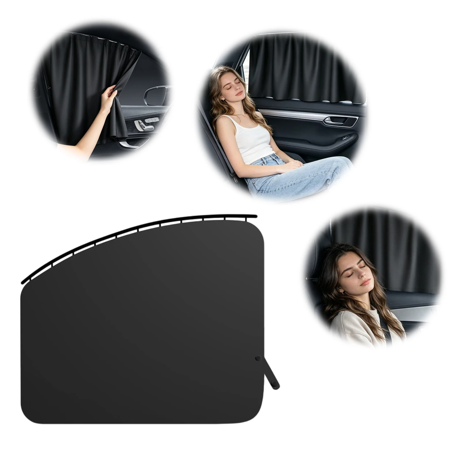 Car Window Privacy Curtain Rail Mount Car Side Window Sun Shade Heat Insulation No Suction Cups Required Fits Most SUVs & Sedans