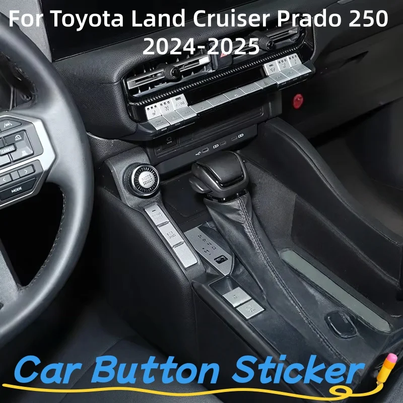 

For Toyota Land Cruiser Prado 250 LC250 2024-25 Stainless Steel Silver Car Front Air Conditioning Button Sticker Car Accessories