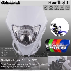 Universal Motorcycle 35W Headlight Fairing For Yamaha WR250F WR450F For Kawasaki KLX KX Motocross Head Light Headlamp Dirt Bike