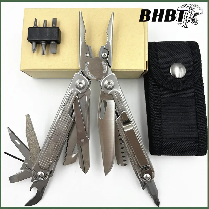 BHBT Folding Multitool Pliers 20 in 1 Multi-functional Combination Tool Pliers Folding Scissors EDC Outdoor Equipment