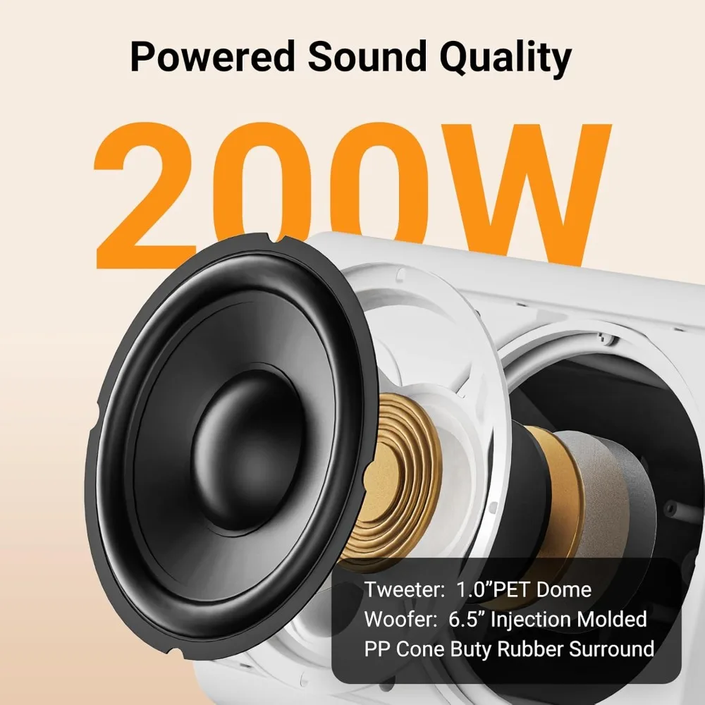 ترقية جديدة بيضاء، 6.5 بوصة مكبرات صوت بلوتوث داخلية وخارجية مقاومة للماء سلكية مثبتة على الحائط مكبرات صوت نشطة 400 وات-بيع ساخن! #4