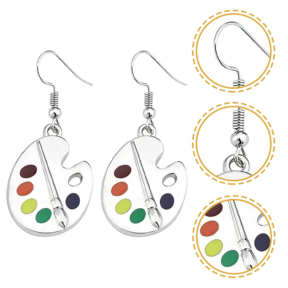 팔레트 귀걸이 밝은 색상 일치하는 아티스트 선물 페인트 플레이트 드롭 교사 합금 쥬얼리 완벽한 데일리웨어 특별 행사