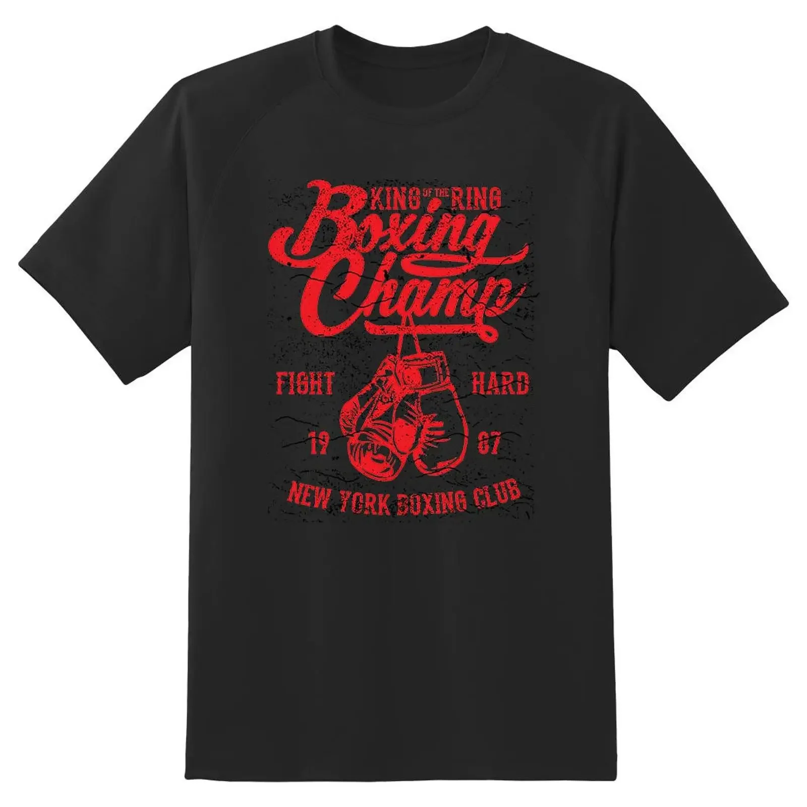 Boxing champ king of the ring New York club tee shirt 08012016 vintage Washed Versatile Slightly designer clothes Stylish