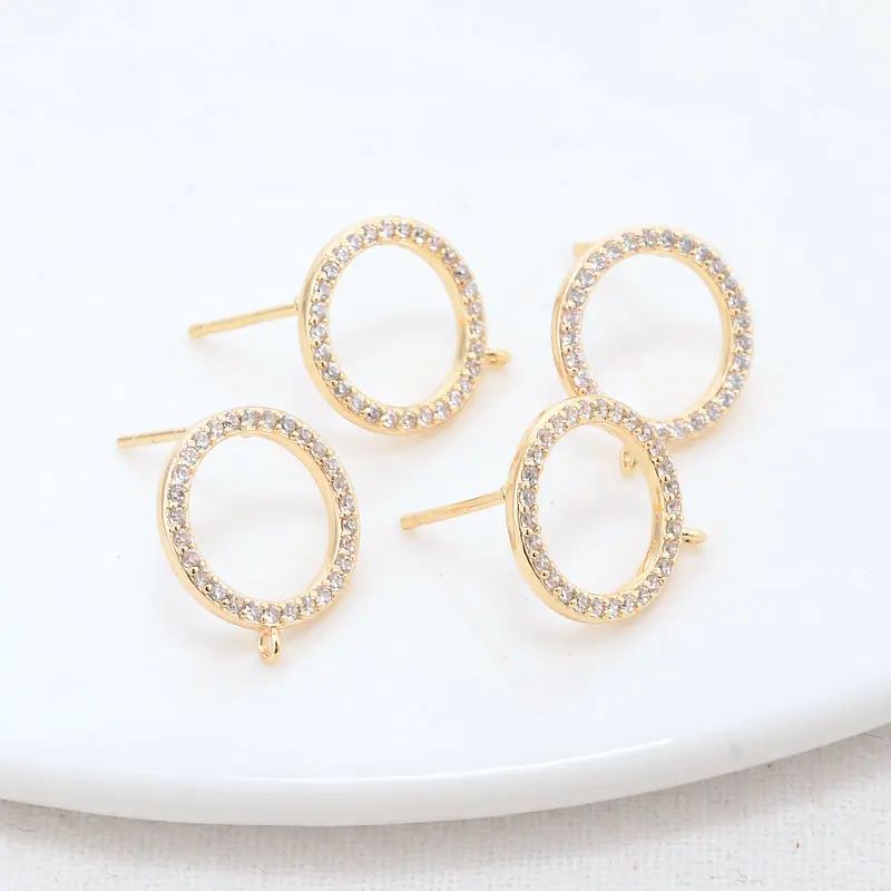 Boucles d'Oreilles Rondes en Laiton 14K, 13x15mm, pour Documents, Épingles, Bijoux, Fournitures de Direction, Accessoires de Bricolage