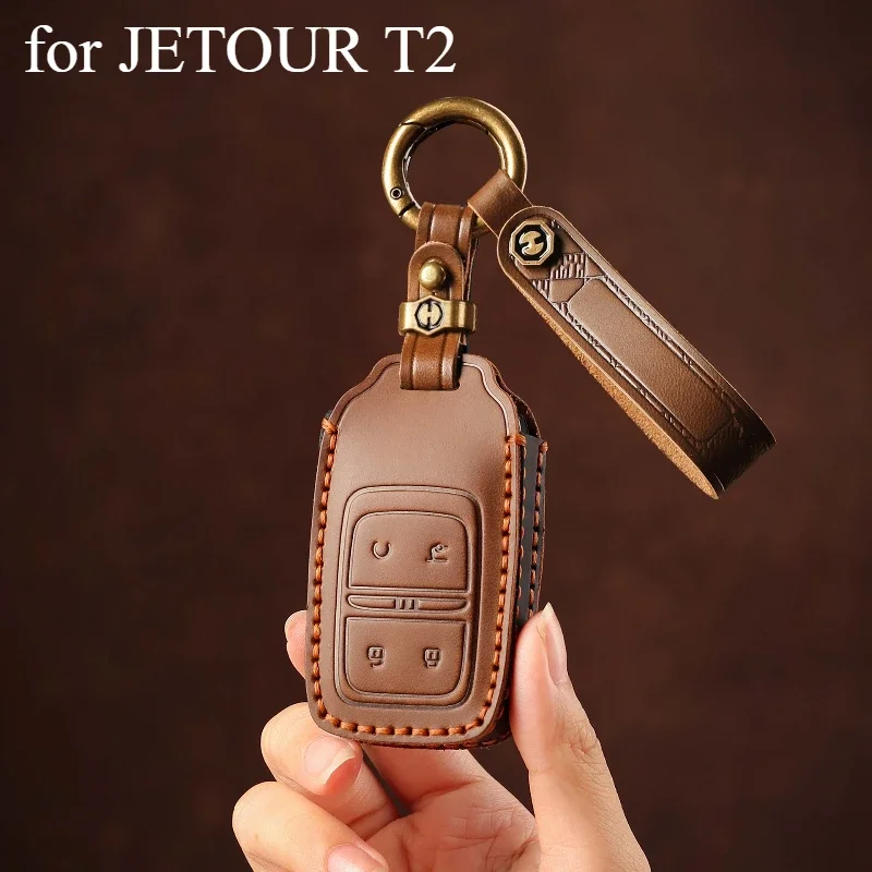 

Premium Leather Car Key Case for JETOUR G700 T2/T1 Car Key Decorative Protective Cover Key Fob Accessories