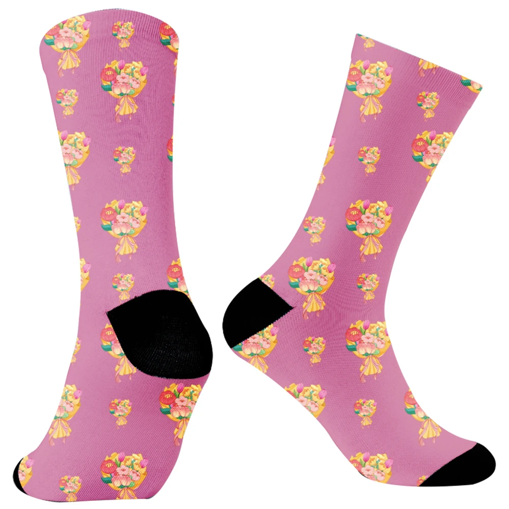 Cute Cartoon Print Mid Tube Socks, Unisex Sports and Leisure Socks, All Seasons Socks, Daily Socks, Fashion, New, Natal, 2024