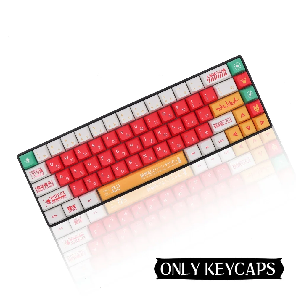 エヴァテーマ日本アニメーションパーソナライズされたキーキャップ XDA プロファイル PBT 染料昇華キーキャップ GMK MX スイッチメカニカルキーボード用