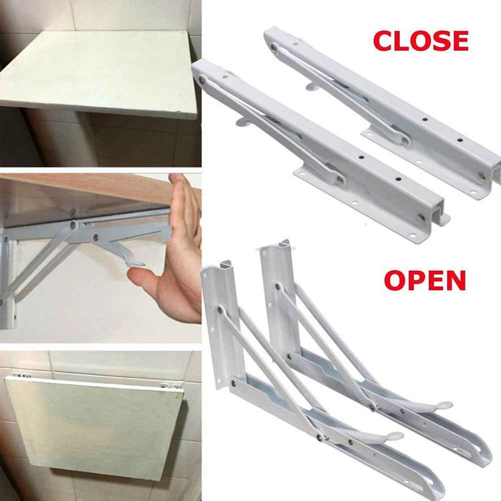 

2pcs 90 Degree Folding Shelf Wall Mounted Spring Loaded Support Triangle Bracket For Radius Pipes Flat Surface With Screws Lock