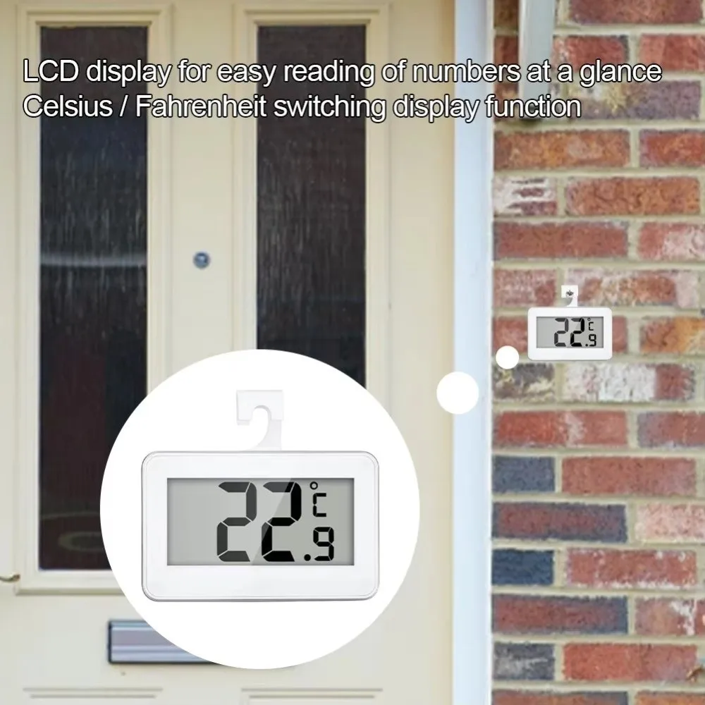 LCD Display Digital Refrigerator Thermometer Hook Mount Max/Min Record Function Freezer Thermometer Waterproof