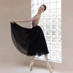 Tutu di balletto professionale lungo 80 cm Bianco Nero 3 strati Maglia Ballerina per adulti Danza Elastico in vita Espansione Gonna a sfera in tulle