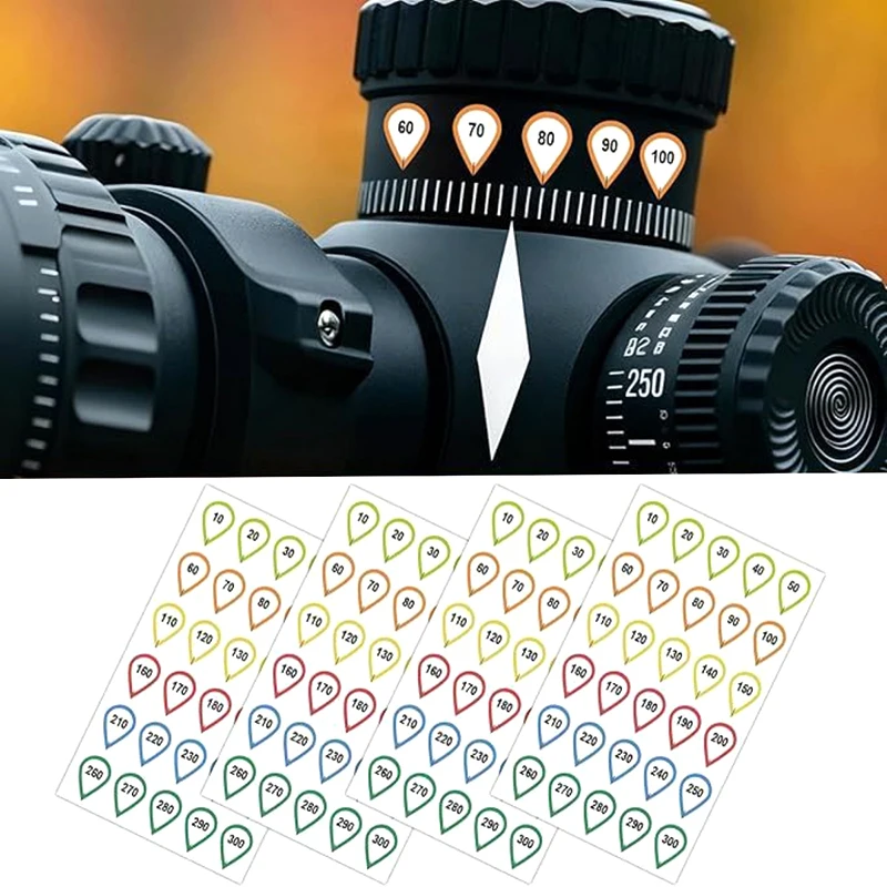✰✪10 Sheets Rifle Scope Turret Stickers Rifle Scope Turret Tags For Close-Range & Mid-Range Precision Target Shooting Hunting