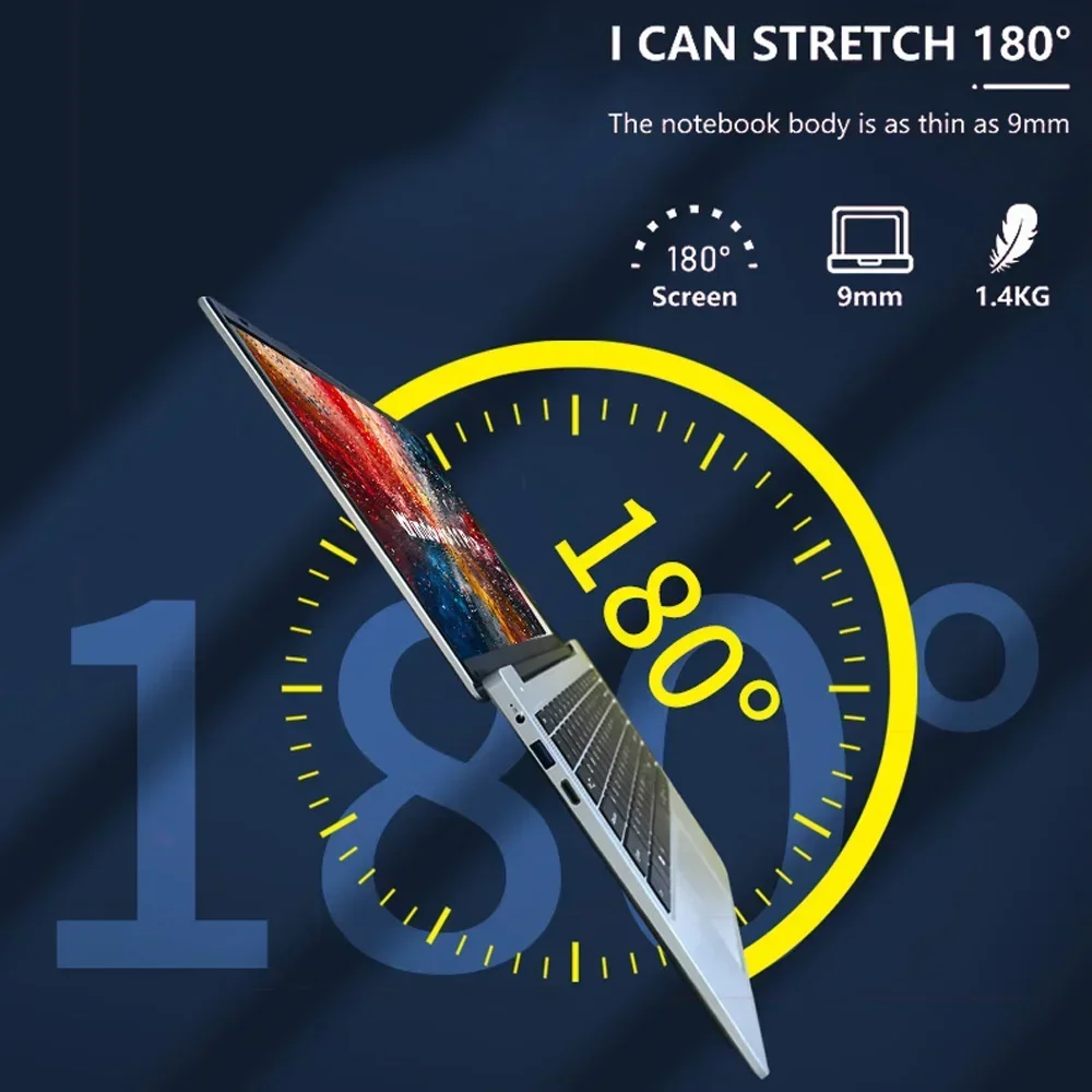 ماوس هدية مجانية 14.1 بوصة Celeron N3710 Windows 11 Pro كمبيوتر محمول للعمل المكتبي التجاري - 8G RAM MAX 1TB SSD - 5G WiFi، Bluetooth #6