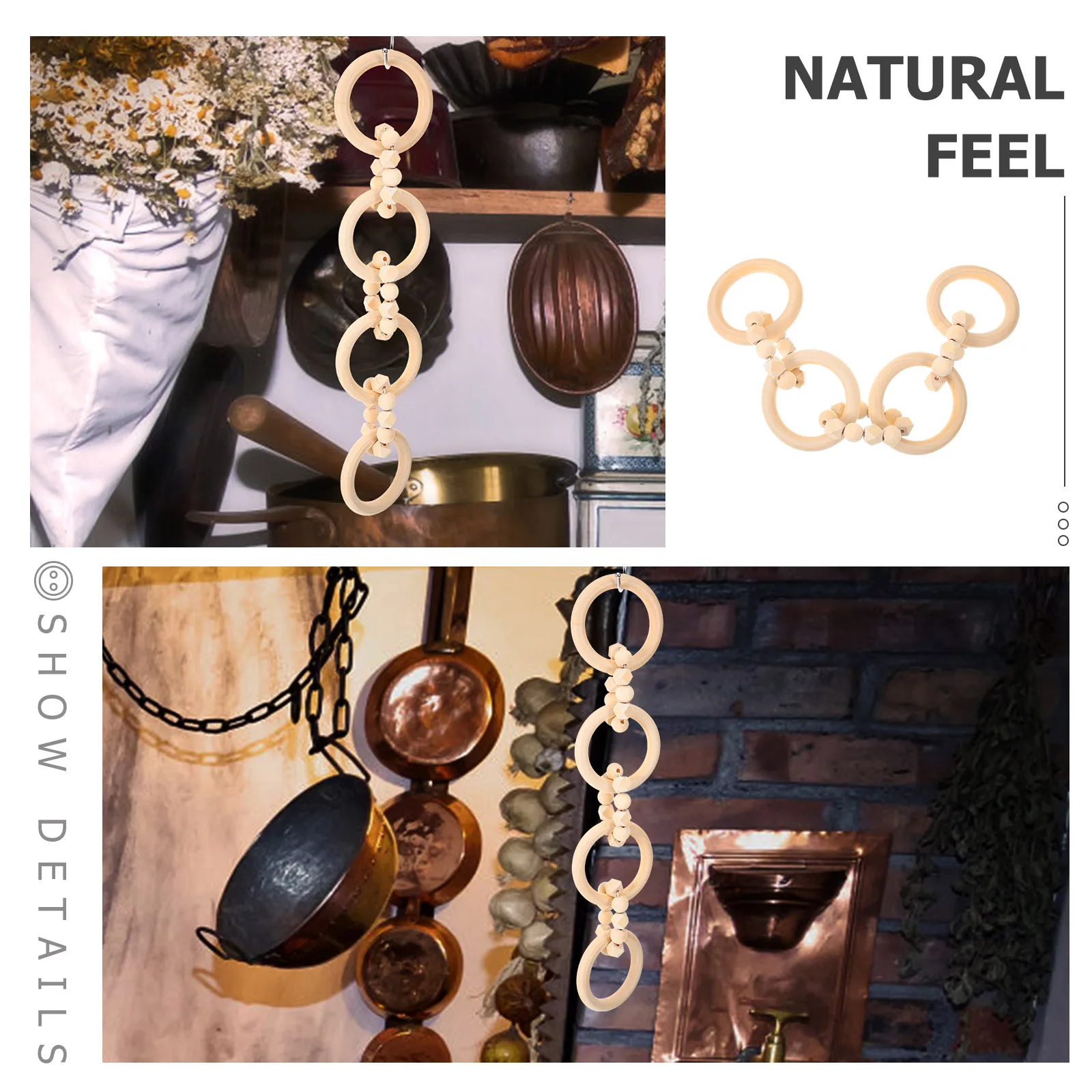 

Ring Decor Natural Wood Chain Home Art 4 Rings Bohemian Living Room Coffee Table Wooden Knot Craft Decorations