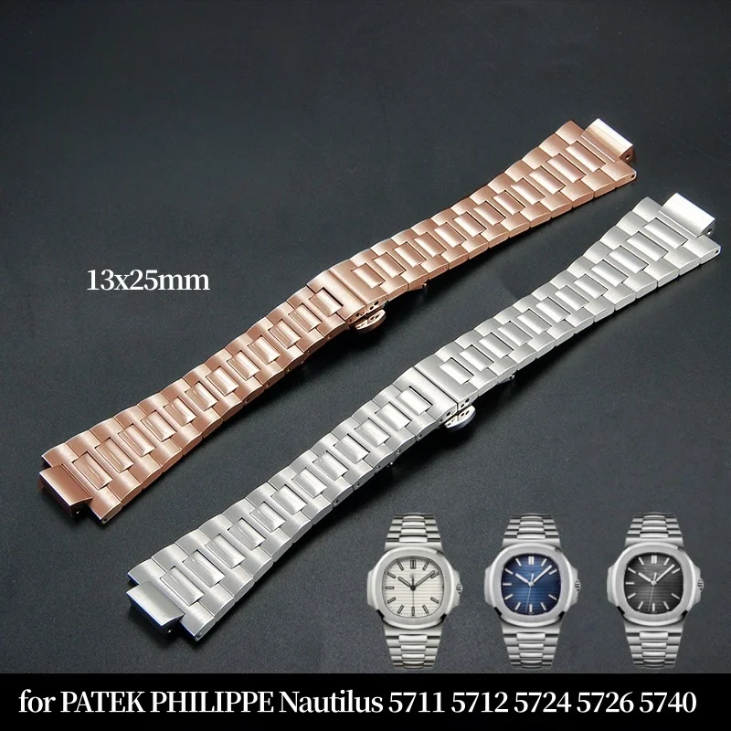 25x13mm Watchband Stainless Steel Bracelet For Patek Philippe Nautilus 5711/5712/1A010/5726 Watch Strap