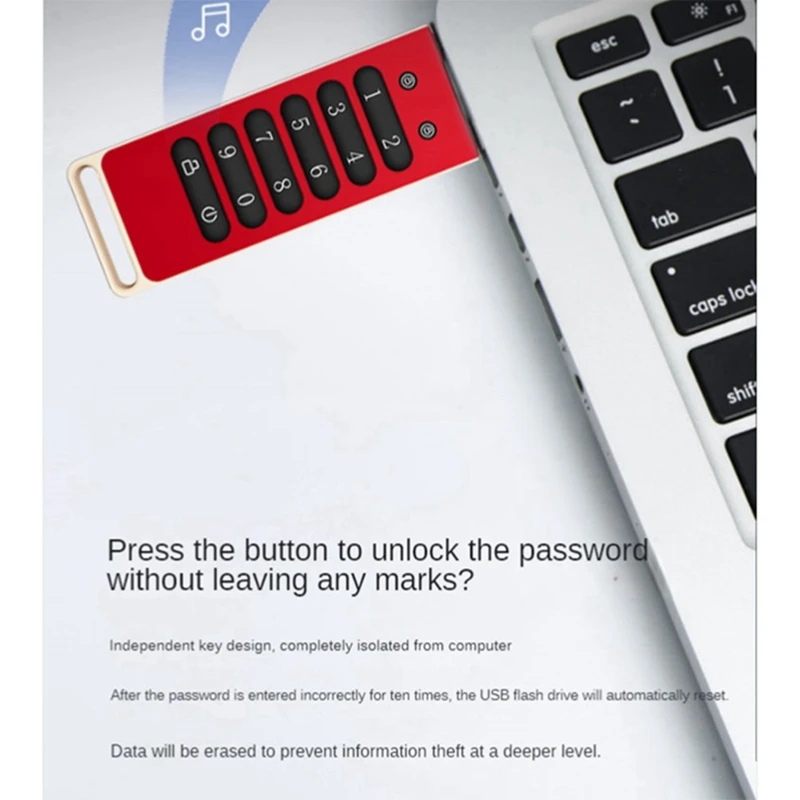 Secure USB Drive, Encrypted USB Flash Drive Hardware Password Memory Stick With Keypad USB 3.1 Disk Flash