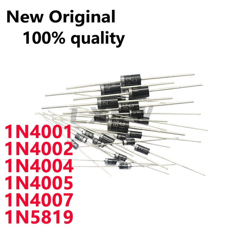 50/PCS New Original 1N4001 1N4002 1N4004 1N4005 1N4007 1N5819 DO-41 In line rectifier diode In Stock