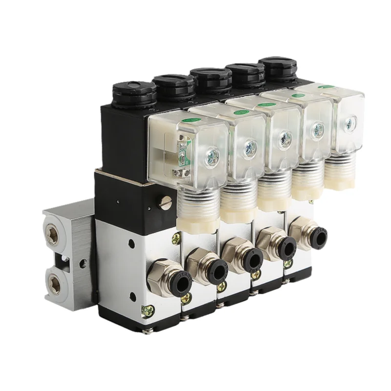 220V 24V 110V 12V Multi Option 3V210-08 Pneumatic Solenoid Valve Block with Fitting,3 port 2 position