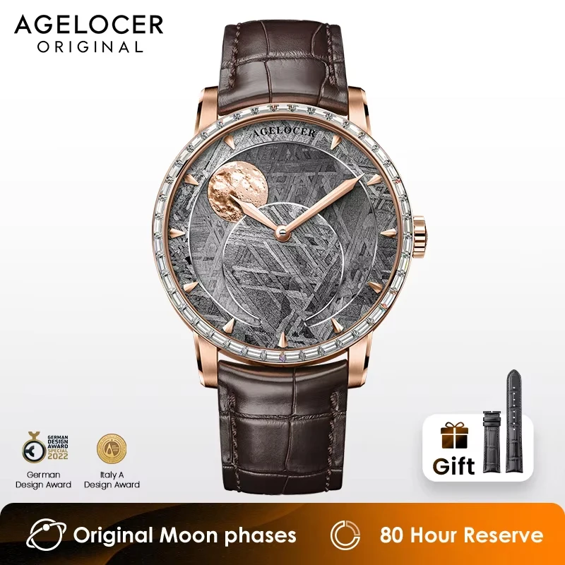 AGELOCER Switzerland Designer Meteorite Dial Luxury Watch Top Brand Mens Automatic Sapphire Watches Mechanical Power Reserve 80h