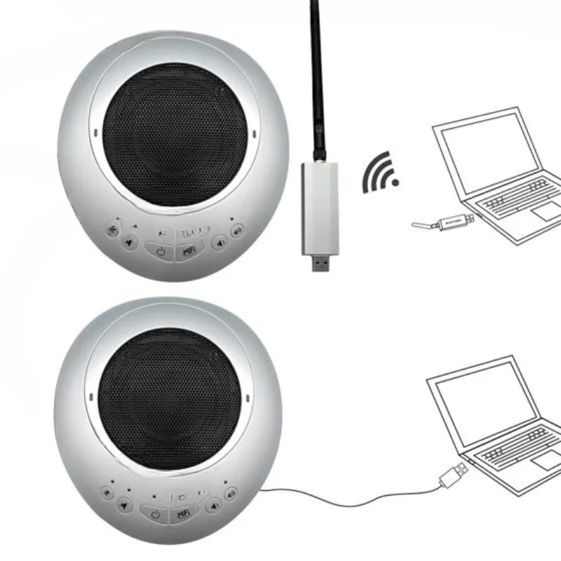 Wireless omnidirectional microphone 2.4G receiver 360 degree radio and playback pickup speaker USB computer office microphone