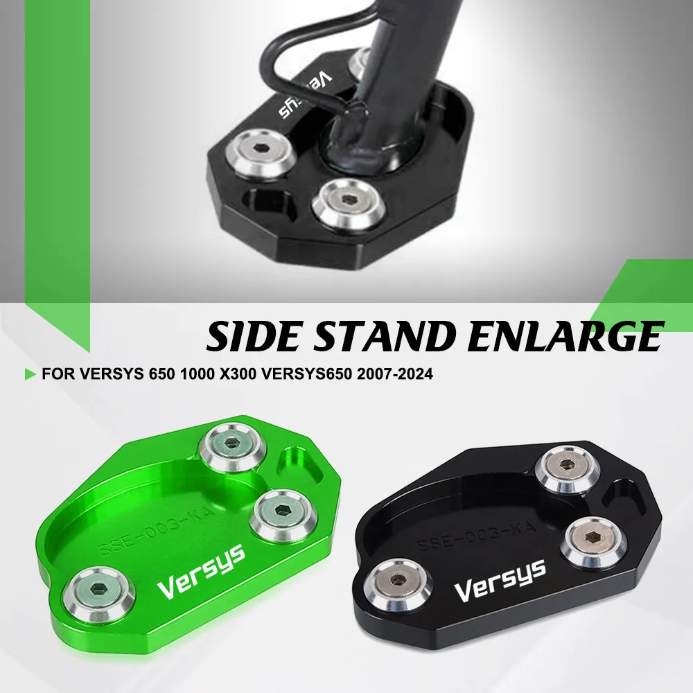 

For Kawasaki Versys 650 1000 X300 VERSYS650 2007-2024 2023 2022 Aluminum Kickstand Foot Side Stand Enlarger Pad Extension