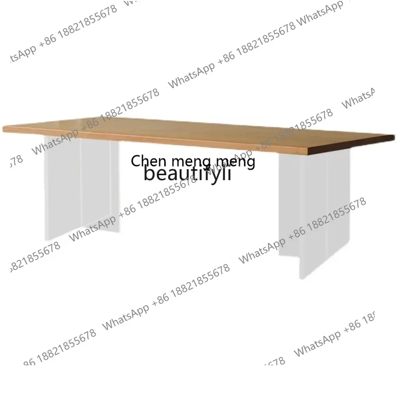 

xz1Acrylic Suspended Dining Table Light Luxury Solid Wood Desk Creative Desk Log Large Board Table