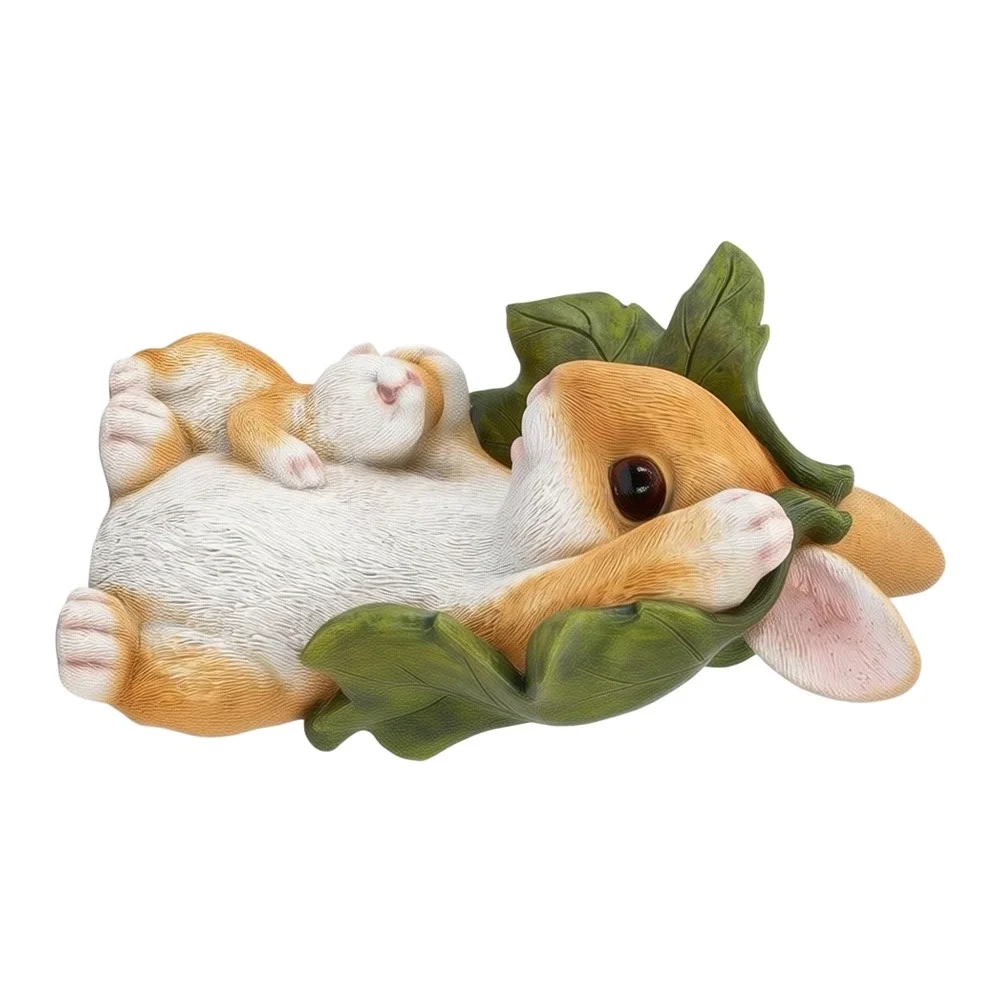 Outdoor Resin Bunny Statue Set Mother and Baby Rabbit Garden Decoration for Lawn Patio Yard Creative Landscape Decor