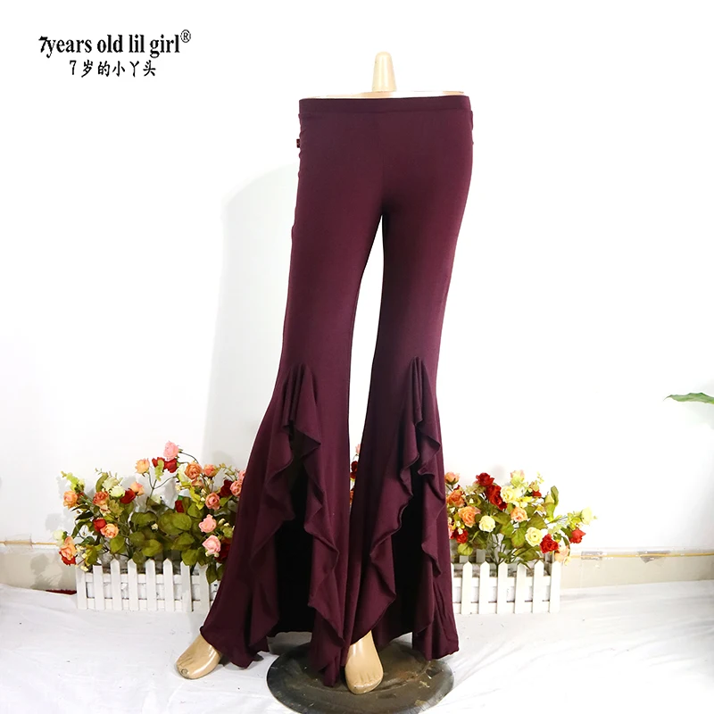 سراويل ضيقة للرقص الشرقي من القطن الليكرا مع يوجا قوطي منتفخ للنساء H930