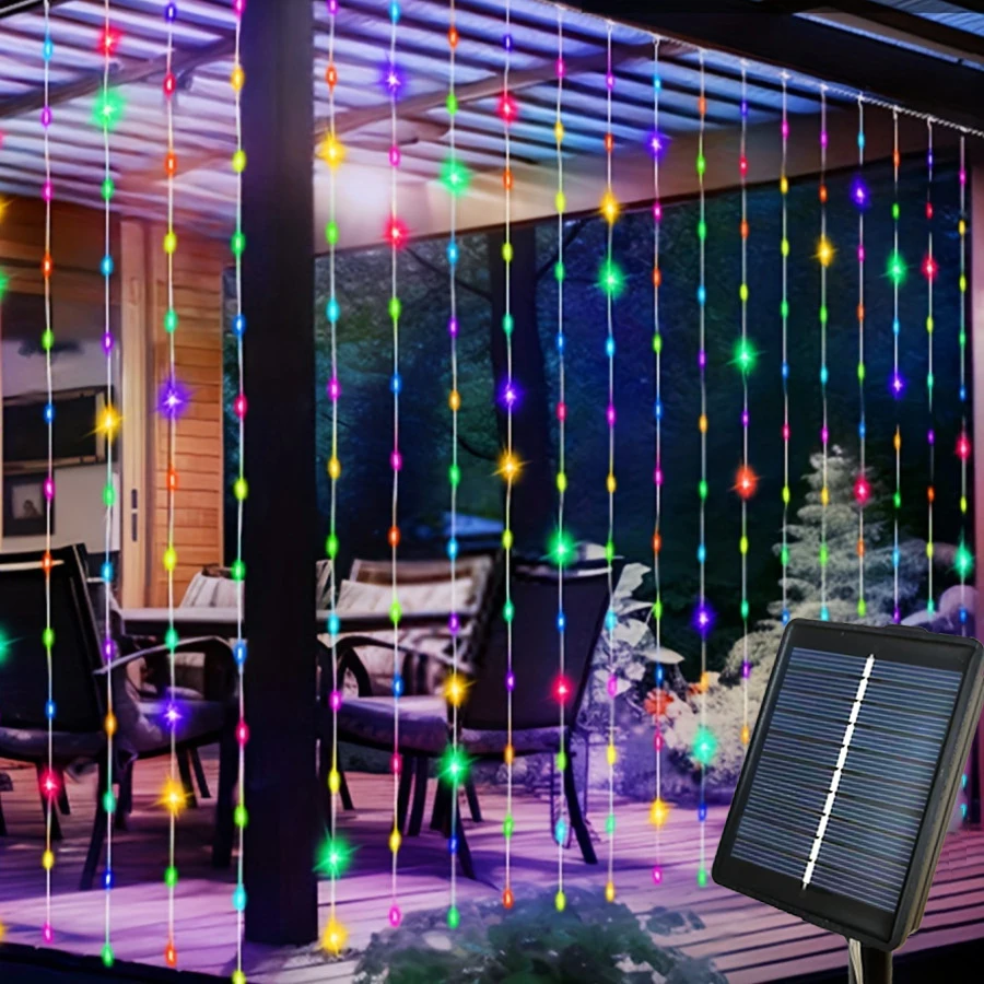 Imagem -04 - Led Solar Curtain Light Fairy String Light Guirlanda ao ar Livre Decoração de Natal Decoração do Jardim Pátio Decoração do Quintal m 6m