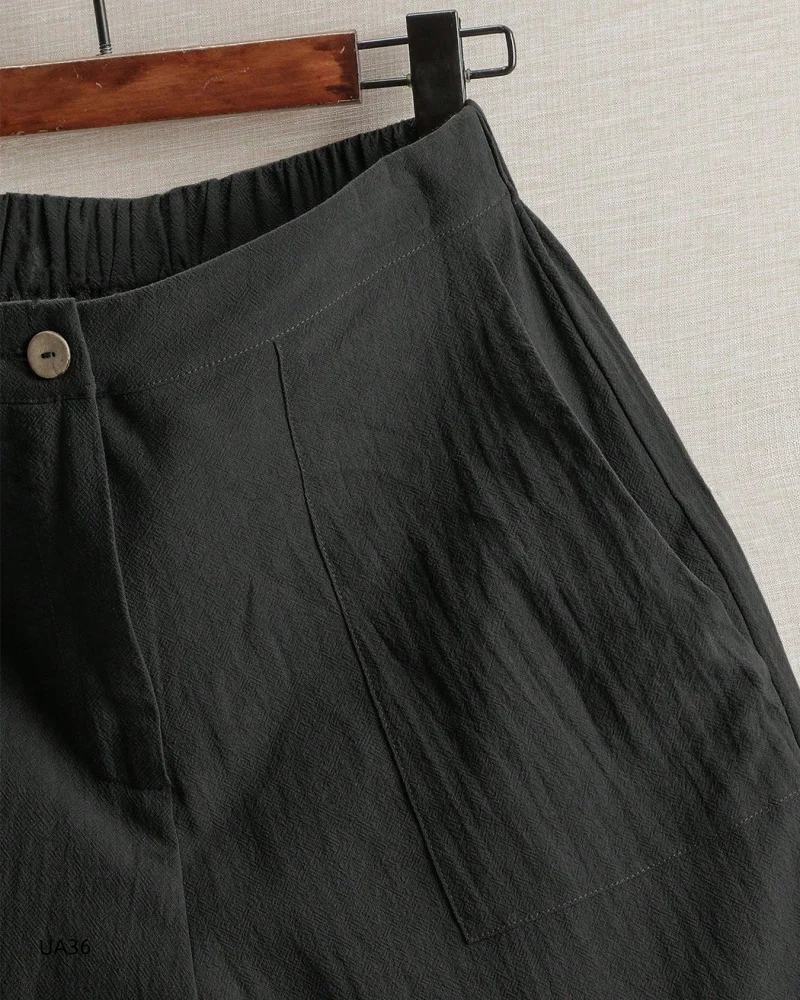 2026 Summer New Women's Solid Color Linen with Pocket High Waist Outdoor Sports Running Loose and Comfortable Wide Leg Shorts