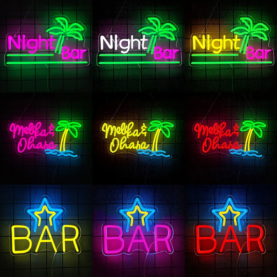 

Night Bar Neon Sign,Bar LED Neon Light Sign for Wall Decor,USB Powered for Man Cave Beer Bar Pub Bistro Club Party Business Sign