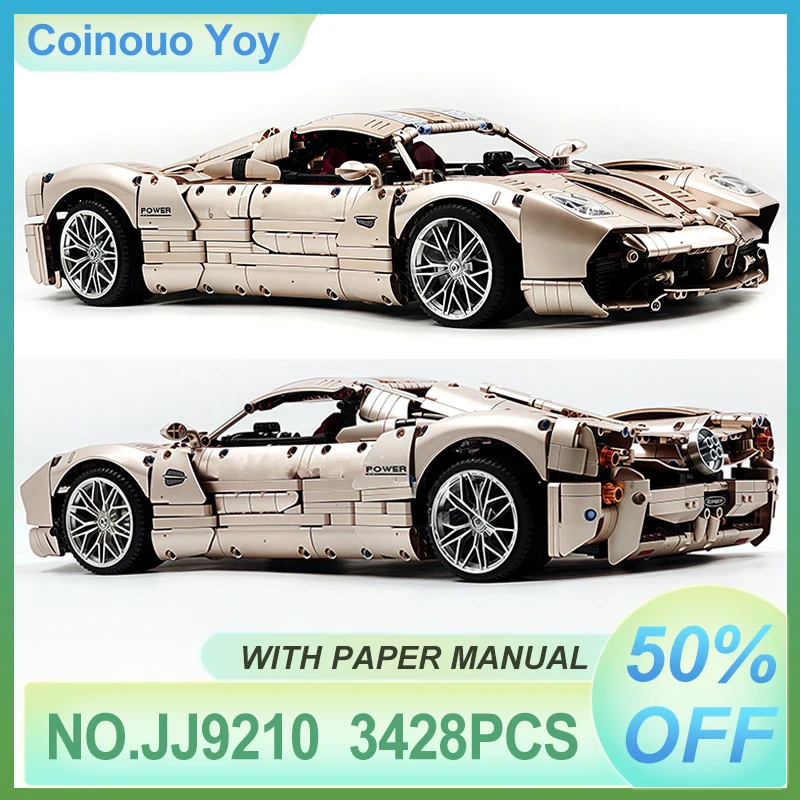 ตัวต่อรถแข่งสุดหรูสีโรสโกลด์ MOC JJ9210 ของเล่นตัวต่อรถสปอร์ตความเร็วสูง ของเล่นเด็ก DIY ของขวัญคริสต์มาส