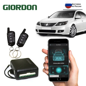 GIORDON Universele auto Auto Keyless Entry-systeem Knop Start Stop APP Sleutelhanger Centrale Kit Deurslot met afstandsbediening