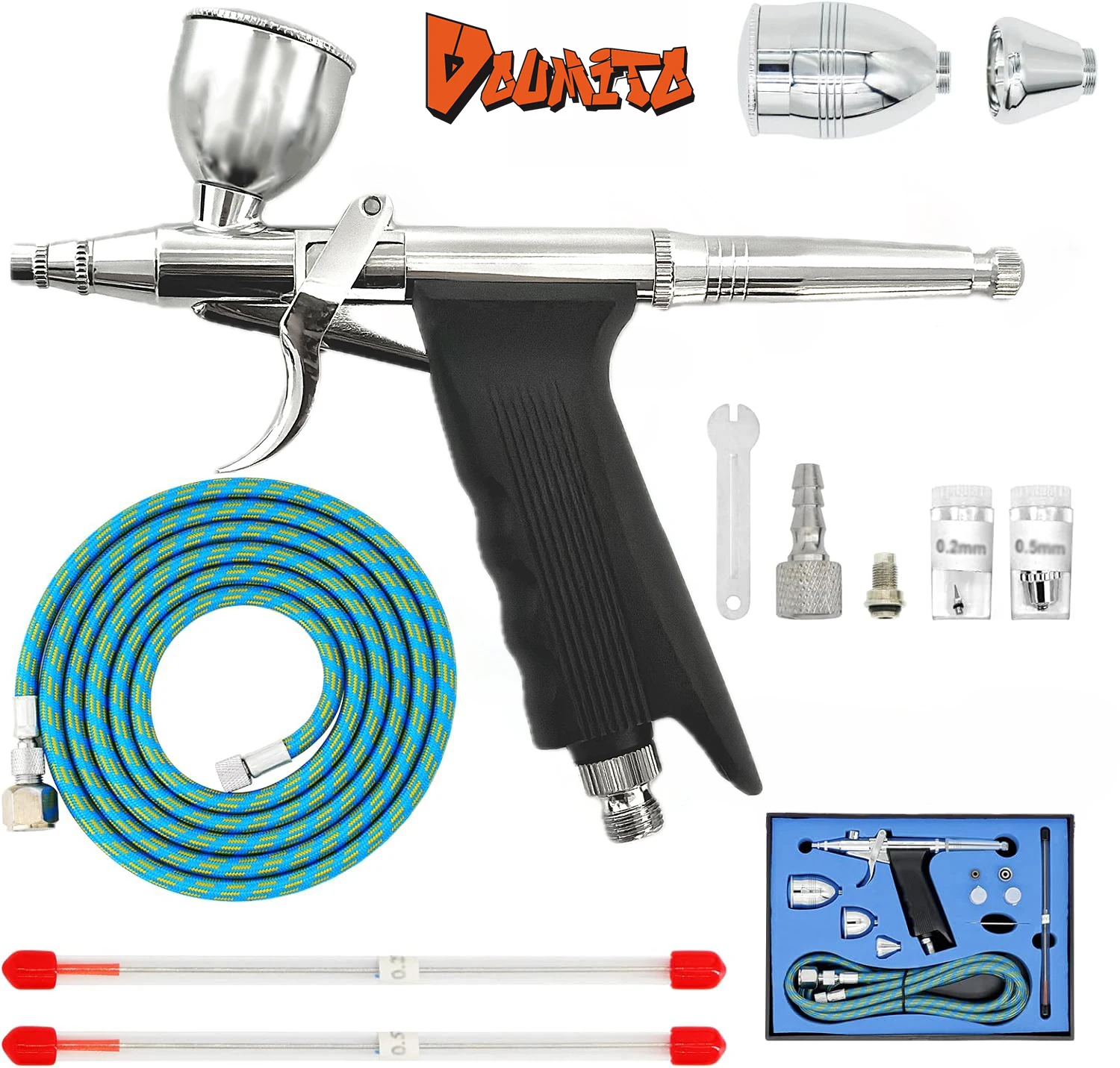 Imagem -02 - Kit Airbrush Dual-action Trigger Conjunto de Pintura Air Brush 0.2 mm 0.3 mm 0.5 mm Agulhas Modelo Airbrush Multiuso Bolo Thinner