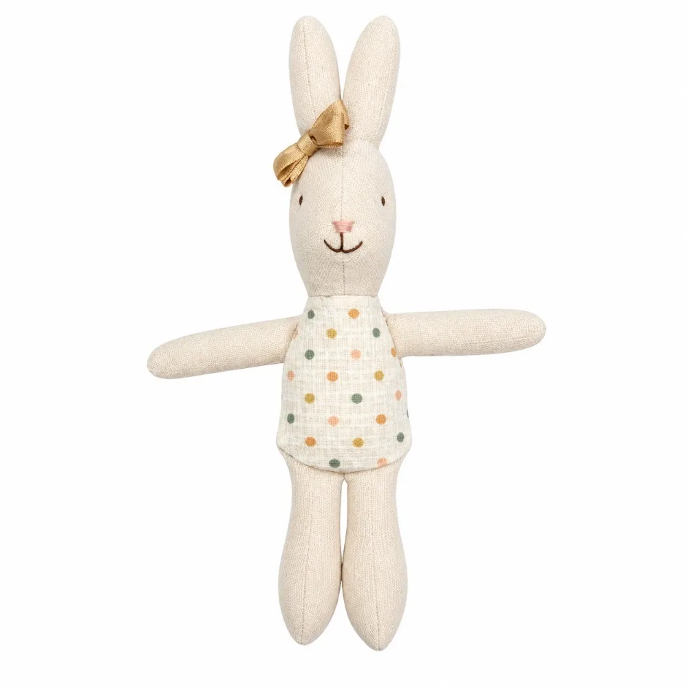 Cute Handmade Craft Linen Bunny Doll Soft Plush Rabbit Toy Cloth Bunny Doll Nursery Room