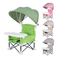 Baby Feeding Chair Foldable baby feeding booster chair With sunshade and removable tray Portable High Chair Folding Booster Seat