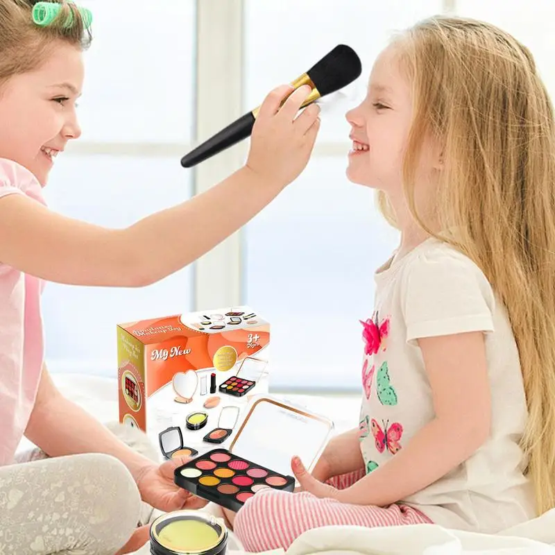 Crianças conjuntos de maquiagem meninas jogar fingir conjuntos de cosméticos maquiagem falsa meninas role play brinquedos para a família amigos crianças meninas