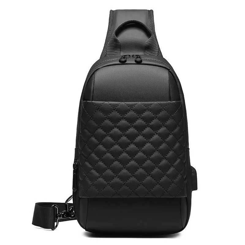 Bolsa transversal anti-roubo Oxford com interface de carregamento USB, sacos de peito masculino, alta qualidade, nova moda, 2023