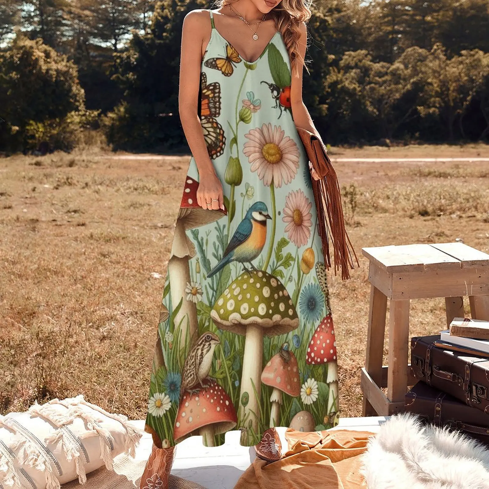 Tranquil Forest Clearing Sleeveless Dress Long dress woman cute dress